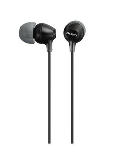Wired In-Ear Headphones Earphones Sony MDR-EX15AP Comfortable In-Line Mic Black - Picture 1 of 1