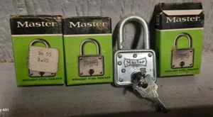 Vintage Master Lock #55 Lot of 3 Locks New old Stock Padlocks  - Picture 1 of 5