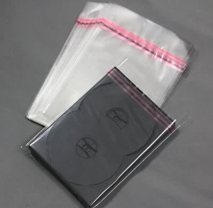 1000 housses de protection en film avec fermoir pour coques DVD 14mm, 152mm X 203mm - Photo 1/5