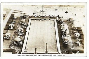 Tarjeta postal Old Point Comfort, VA Richmond, Virginia 1938 RPPC, Chamberlin Hotel - Imagen 1 de 2