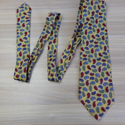 Hugo Boss Neck Tie Mens Yellow Paisley Silk Woven Party Cool Fun Novelty ITALY — 第 1/4 张图片