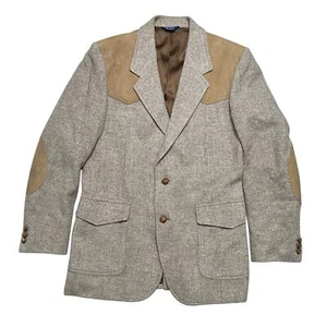 Vintage Pendleton Men’s Western Herringbone Tweed Wool Suede Jacket - 42 Long - Picture 1 of 7
