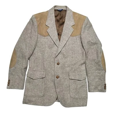 Vintage Pendleton Men’s Western Herringbone Tweed Wool Suede Jacket - 42 Long - Image 1 of 4