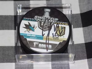 Jon Merrill Signed Playoff Rd 1 Match up Puck Vegas Golden Knights - Picture 1 of 1