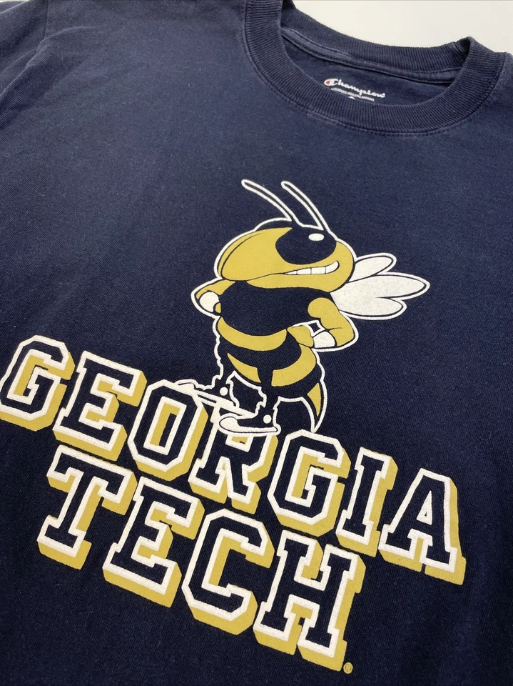 Georgia Tech Yellow Jackets Champion Crew Neck Long Sleeve T-shirt Men’s S Navy - Image 1 of 4
