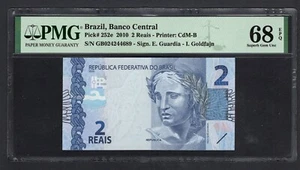 Brazil 2 Reais 2010 P252e Uncirculated Grade 68 Top Pop - Picture 1 of 2