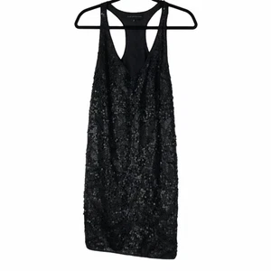 ELISE OVERLAND Black Sequin Racer Back Mini Dress 2 - Picture 1 of 7