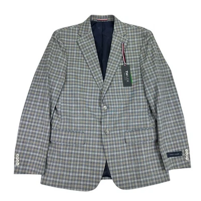 Abrigo deportivo Tommy Hilfiger para hombre Conrad ajuste moderno a cuadros azul tostado 40R Foto 1 de 4