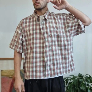 Pendleton Boxy Fit Cropped Shirt short Sleeve XL check multiButton Up Skater - Picture 1 of 10
