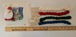 Kathy Schenkel SANTA 18ct Mini-Stocking Needlepoint Ornament Toy & Thread CM250 - Picture 1 of 4