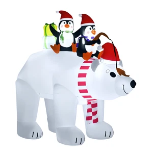 HOMCOM 7FT Inflatable Polar Bear & Penguins Christmas Yard Decor w/ LED Lights - Picture 1 of 11