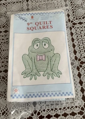 Arte con aguja Jack Dempsey bordado estampado #439 rana 12 bloques de edredón 9 pulgadas Foto 1 de 4