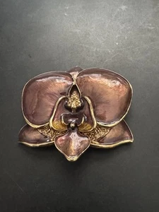 Broche flor orquídea púrpura esmalte Monet vintage - Imagen 1 de 6