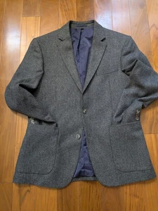 Unstructured 100% Wool Tweed 20x27 38s Blazer Sport Coat Jacket Patch Pockets - Picture 1 of 13