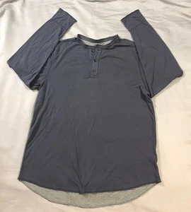 Converse One Star Shirt Mens Large Blue Gray Henley Long Sleeve - Picture 1 of 12