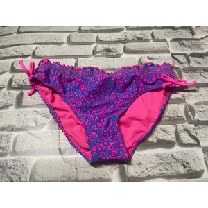 Xhilaration Girls Swimsuit Bottoms Tie Side Ruffle Trim Blue Pink XL 14/16 - Picture 1 of 7