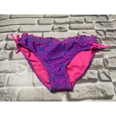 Xhilaration Girls Swimsuit Bottoms Tie Side Ruffle Trim Blue Pink XL 14/16 - Image 1 of 4