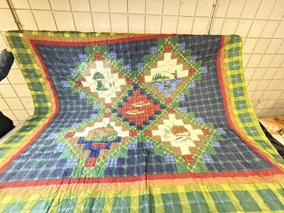 Mainstays Cabin Fishing Lodge Quilt Comforter King 101x86 Plaid Patchwork Rustic - Image 1 of 4