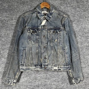 VINTAGE Abercrombie & Fitch Denim Jacket Boys Size M Jean Distressed Trucker Y2K - Picture 1 of 20