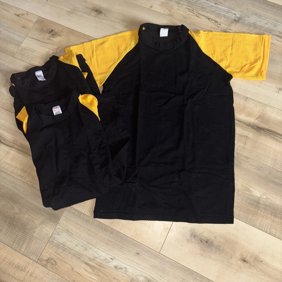 Lote De 3 Camisetas Para Hombre Southern Athletic Malla Negra/Dorada Hechas en EE. UU. 100% Nylon Med Foto 1 de 4