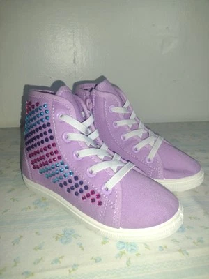 Zapatillas altas de lentejuelas para niñas Zapatos con cremallera lateral arco iris púrpura talla 10. Foto 1 de 4