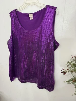 Camiseta sin mangas Covington 24/26 3X púrpura lentejuelas elástica Foto 1 de 4