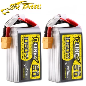 2X Tattu R-Line Version 5.0 1050mAh 22.2V 150C 6S Lipo Battery XT60 Plug For FPV - Picture 1 of 5