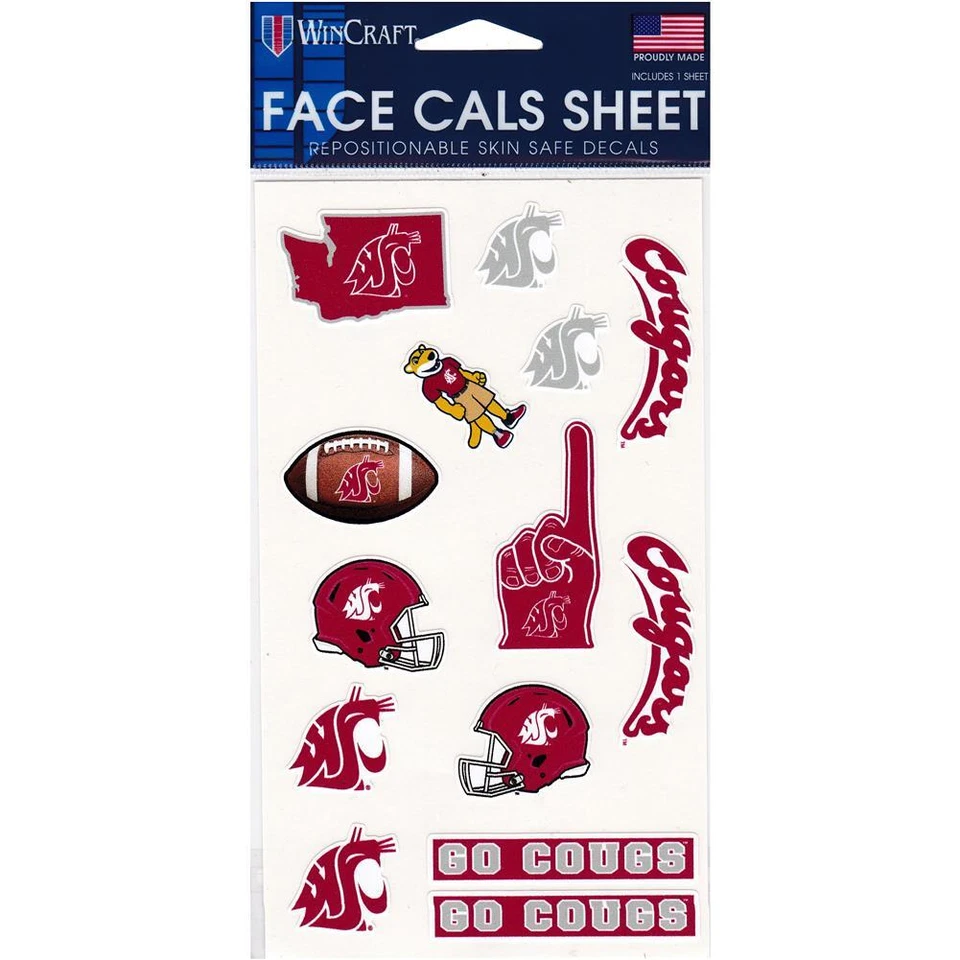 Washington State Cougars Face-cals Sheet - Image 1 of 1