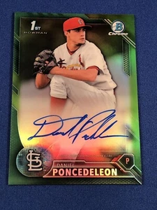 2016 Bowman Chrome Daniel Poncedeleon RC Auto Green Refractor #/99 - Picture 1 of 2