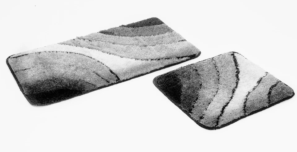 2 teiliges Badematten Set Wave grau  - Bild 1 von 1