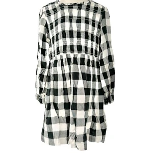 Hanna Andersson Dress Girls 5 Black White Plaid Long Sleeve Lined Viscose Rayon - Picture 1 of 6