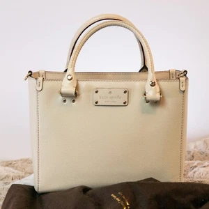 Kate Spade Small Wellesley Quinn Ivory Leather Tote/Crossbody Convertible Bag - Picture 1 of 12