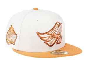 New Era Anaheim Angels 40th Anniversary Mango Cream 59Fifty Fitted Hat 7 5/8 New - Picture 1 of 4