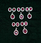 WHOLESALE 5 SET 925 STERLING Simulated Ruby TOPAZ EARRING PENDANT SET f025