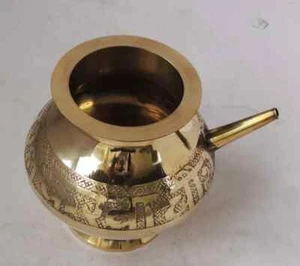 Brass Karwa Chauth Lota Hindu Puja Kalash Prayer Pooja Pot 6*5*4.8 inch, 530 ML - Picture 1 of 4