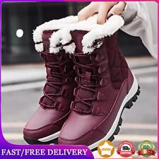 Women Lace Up Boots Snow Boots Anti-Slip Outdoor Shoes for Winter (Wine Red 38) 