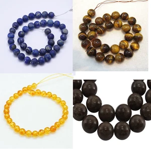 1 Strang Edelsteinperlen Citrine Tigeraugen Türkise Lapis-Lazuli Obisidan Quartz - Picture 1 of 10