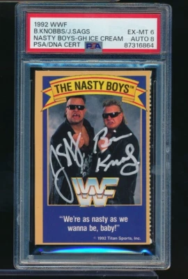 1992 WWF Good Humor Ice Cream Nasty Boys PSA 6 dual signed auto PSA/DNA 8 * - Image 1 of 2