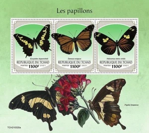 BUTTERFLIES Insects MNH Stamp Sheet #304 (2021 Chad) - Picture 1 of 1