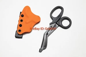 Black Trauma Shears and Orange Kydex Sheath Holster EMT TCCC Medic Gear EDC - Picture 1 of 9