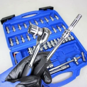 US PRO Tools 46pc 1/4" dr Metric Socket & Bit Sockets Set, Ratchet, NEW 1387 - Picture 1 of 4