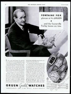 Reloj Fontaine Fox 1934 foto y arte Gruen 5 modelos anuncio impreso vintage - Imagen 1 de 1