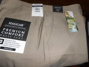 Haggar Premium Comfort Dress Pants Tan Polyester  Men's Size 36W x 34L  NEW - Bild 1 von 6