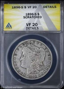 1896-S $1 Morgan Silver Dollar ANACS VF 20 Details - Picture 1 of 4