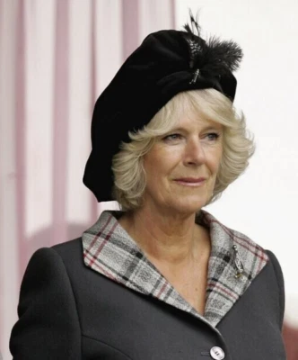 Whittall & Shon Vintage Black Velvet Beret with Leather Trim - Image 1 of 4