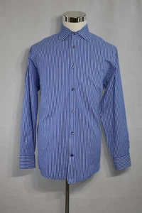 BANANA REPUBLIC Men's L 16-16 1/2 Dress Shirt Striped Blue Button Up Cotton LS - Picture 1 of 12