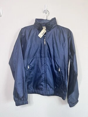 Vintage NEW LL Bean Jacket Womens Medium Blue Rain Wind Coat Hide Away Hood - Image 1 of 4