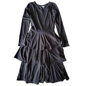 LulaRoe Womens Dress SM Black Knit Georgia Tiered Ruffle Bottom Elegant Comfort - Picture 1 of 20