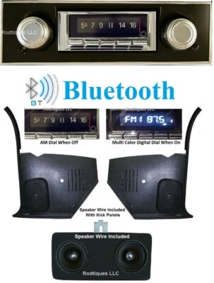 1967-1968 Camaro Bluetooth Stereo Radio Black Bezel + Kick Panels Non AC 740-K Foto 1 de 3