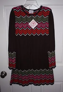 NWT Girls Hanna Andersson Brown Multi-Color Sweater Dress Size 150 - Picture 1 of 4